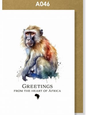 Handmade card, Baboon, African